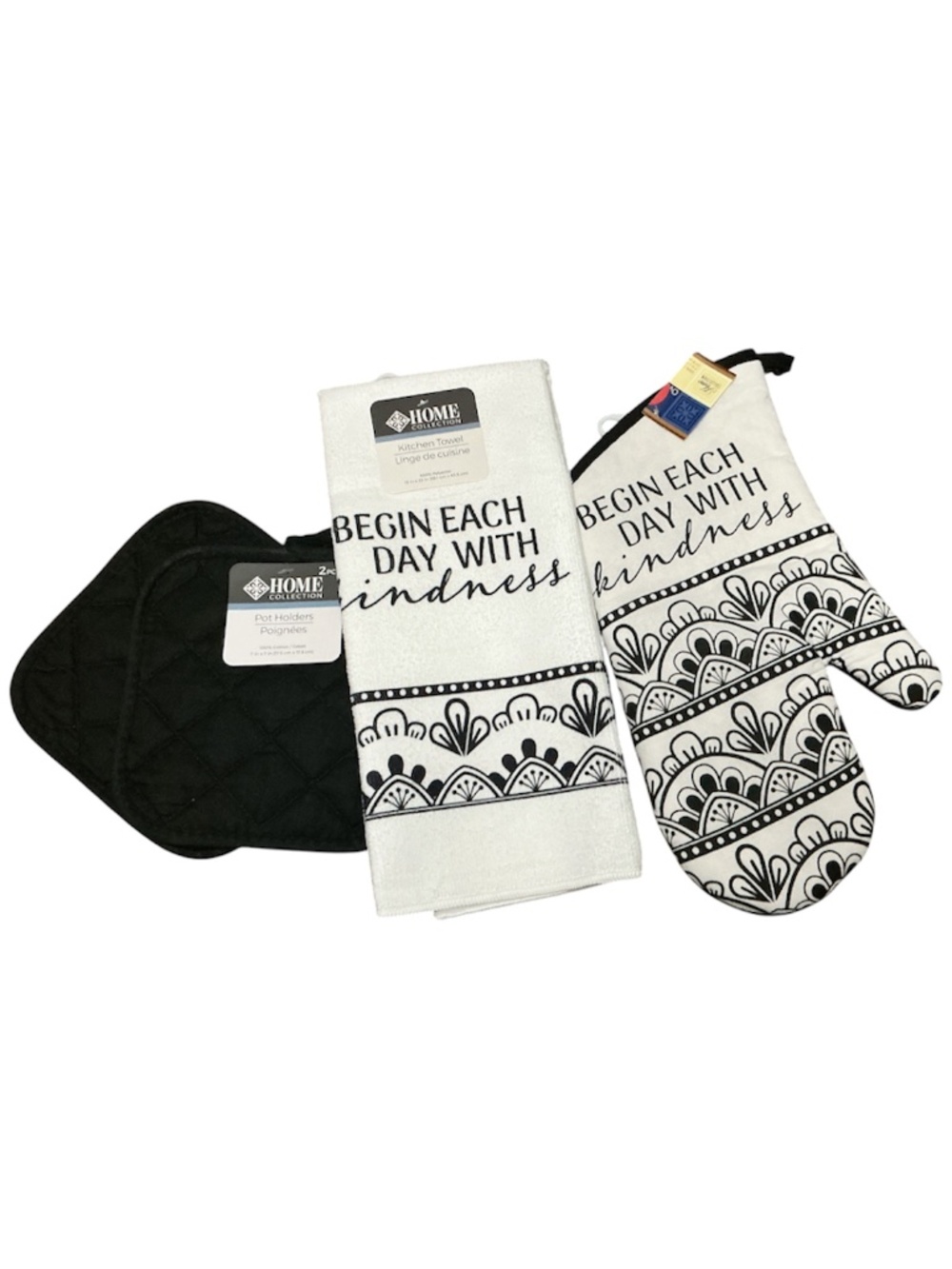 HOME COLLECTION  4 PC POTHOLDERS AND DISH TOWEL SET